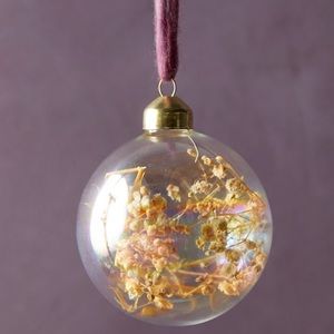 Anthropologie Dried flower glass Ornament ball NWT